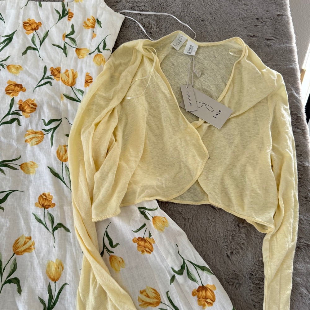 Floral Square-Neck Midi Dress in Yellow Tulip - Picture 8 of 9